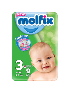 Picture of Molfix Diapers Medium 9pcs 4-9 kg