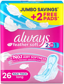 Picture of Always Jumbo 2*1 Feather Soft 26Pads+2 Free Long