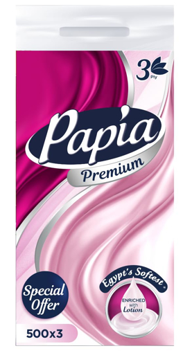 Picture of Papia Tissues 3 Ply 500 Tissues Offer 3 Pcs